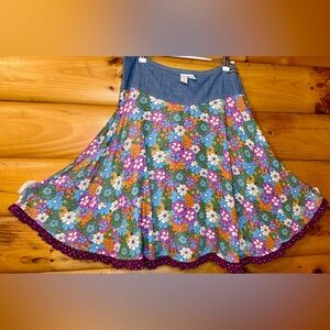 Paint By Numbers Hazel Circle Skirt With Denim Waistband